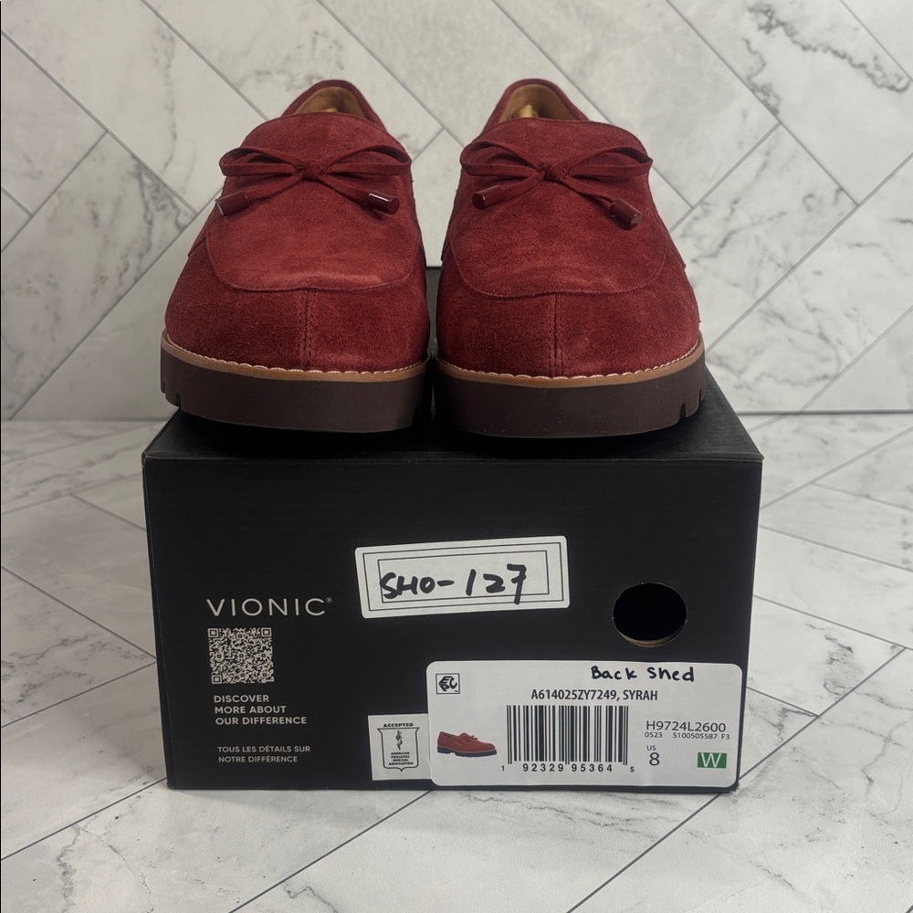 NWT Vionic Womens Charm Finley Burgundy Suede Comfort Supportive Loafers Size 8W - Picture 8 of 8